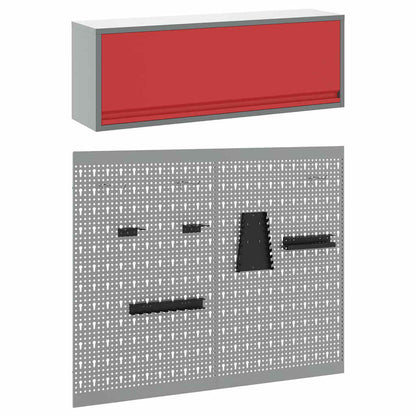 Set di armadi per attrezzi con lo scaffale 3 pcs Rosso | homemem39