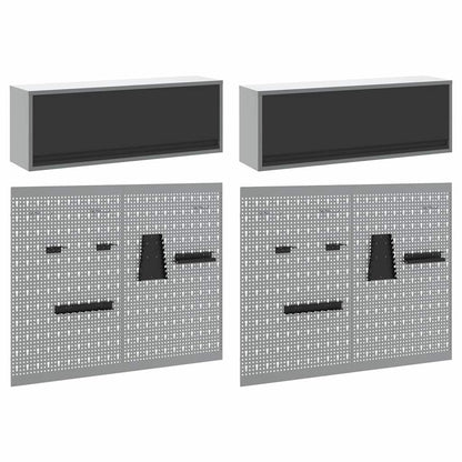 Set di armadi per attrezzi con lo scaffale 6 pcs Nero | homemem39