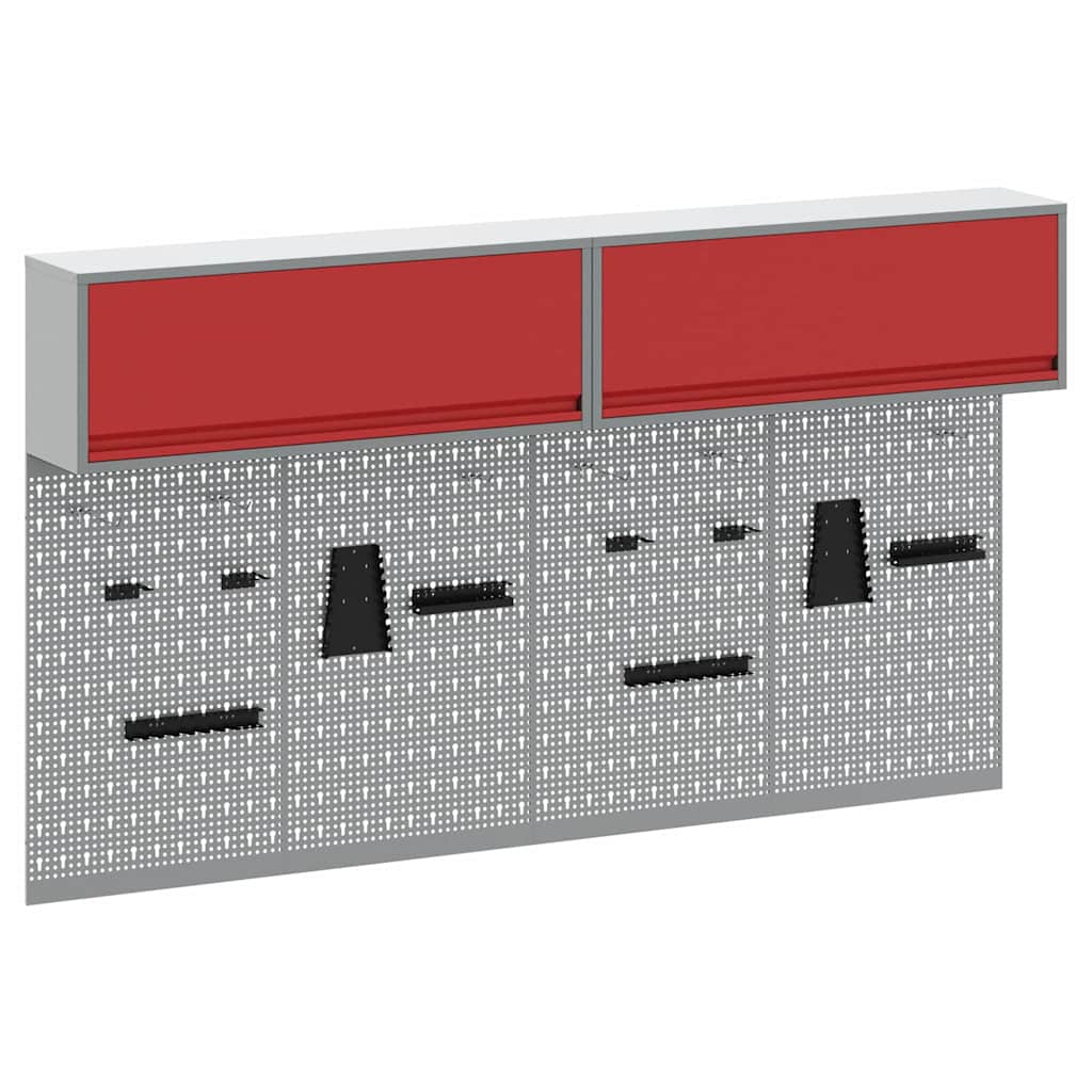 Set di armadi per attrezzi con lo scaffale 6 pcs Rosso | homemem39