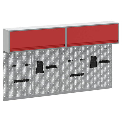 Set di armadi per attrezzi con lo scaffale 6 pcs Rosso | homemem39
