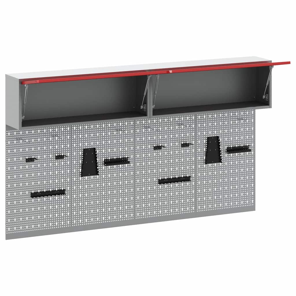 Set di armadi per attrezzi con lo scaffale 6 pcs Rosso | homemem39