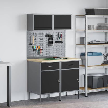 Set di mobili da lavoro con cassetto con blocco 8 pcs Grigio | homemem39