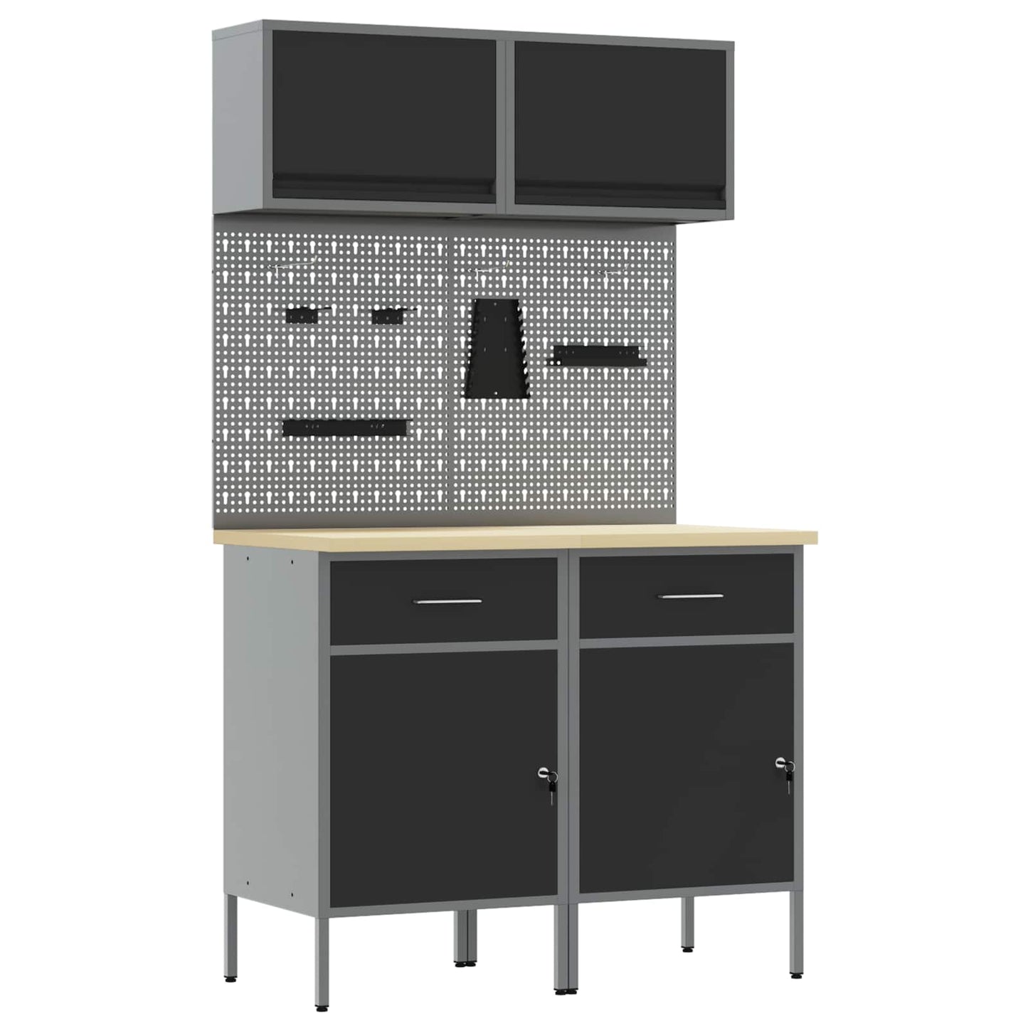Set di mobili da lavoro con cassetto con blocco 8 pcs Grigio | homemem39