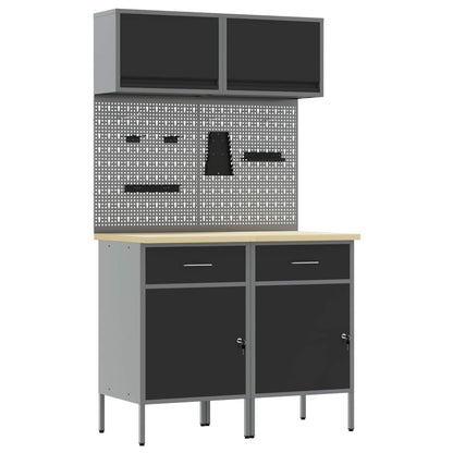 Set di mobili da lavoro con cassetto con blocco 8 pcs Grigio | homemem39