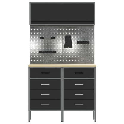 Set di mobili da lavoro con cassetto con lo scaffale 5 pcs Nero | homemem39