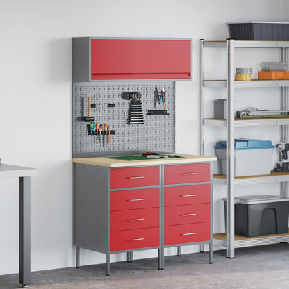 Set di mobili da lavoro con cassetto 5 pcs Rosso | homemem39