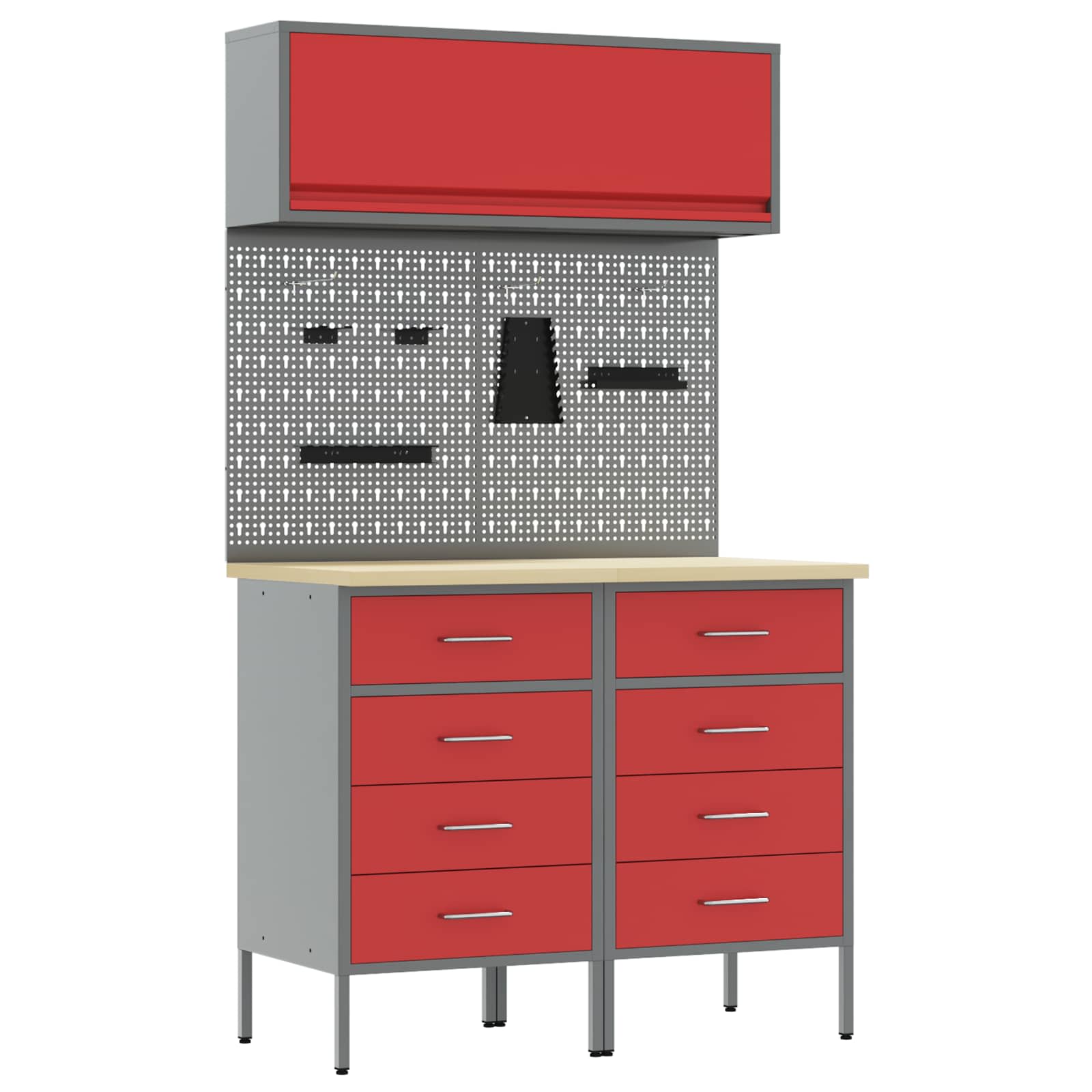 Set di mobili da lavoro con cassetto 5 pcs Rosso | homemem39
