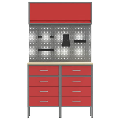 Set di mobili da lavoro con cassetto 5 pcs Rosso | homemem39