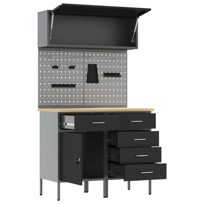 Set di mobili da lavoro con cassetto con lo scaffale 5 pcs Nero | homemem39