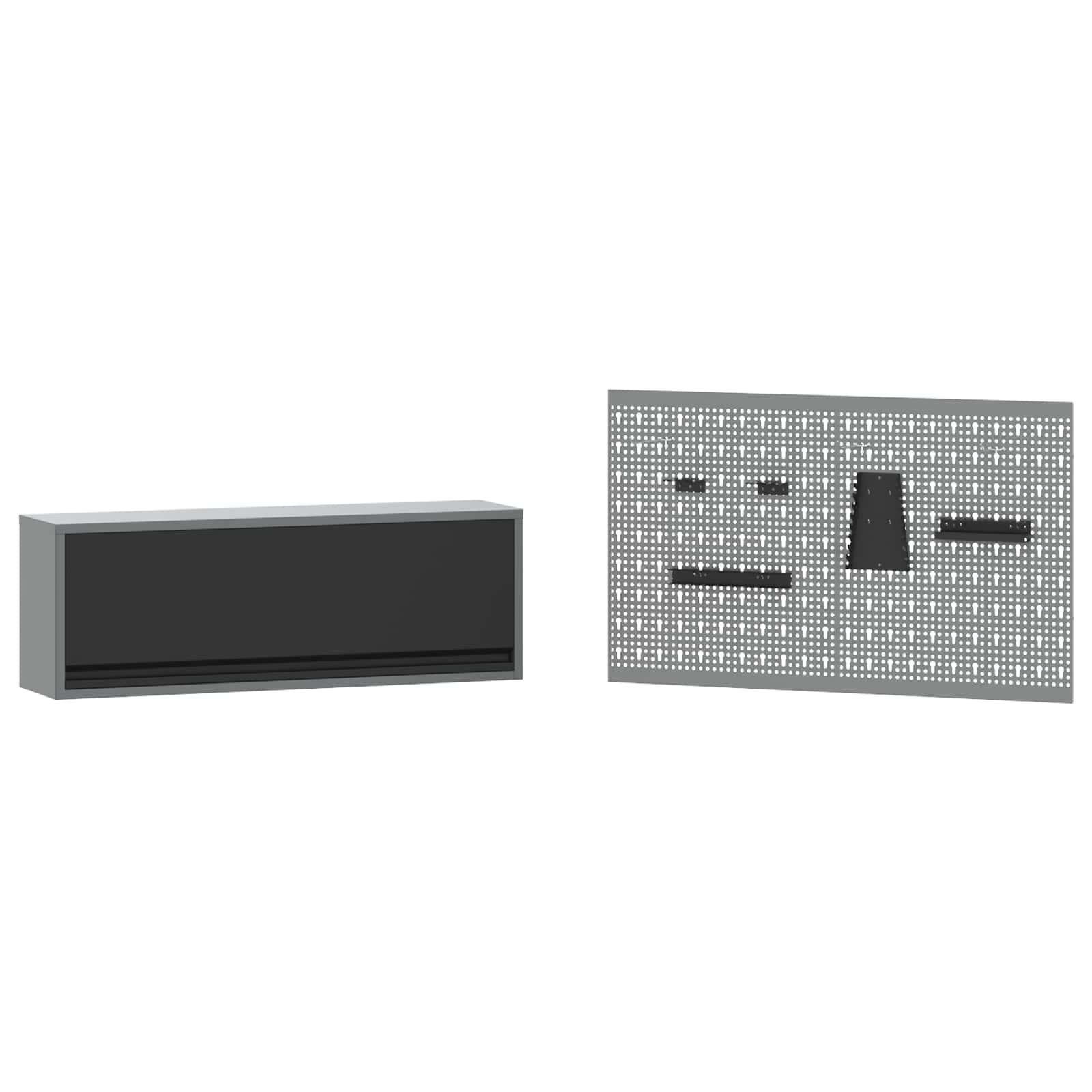 Set di mobili da lavoro con cassetto con lo scaffale 5 pcs Nero | homemem39