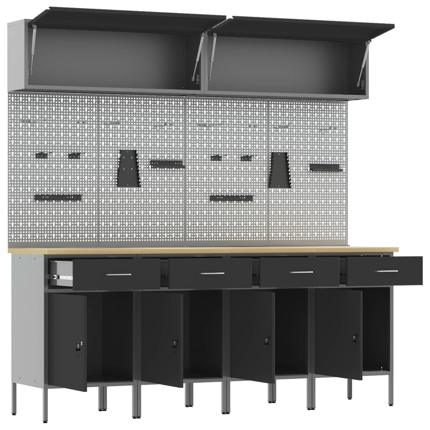 Set di mobili da lavoro con cassetto con blocco 10 pcs Nero | homemem39