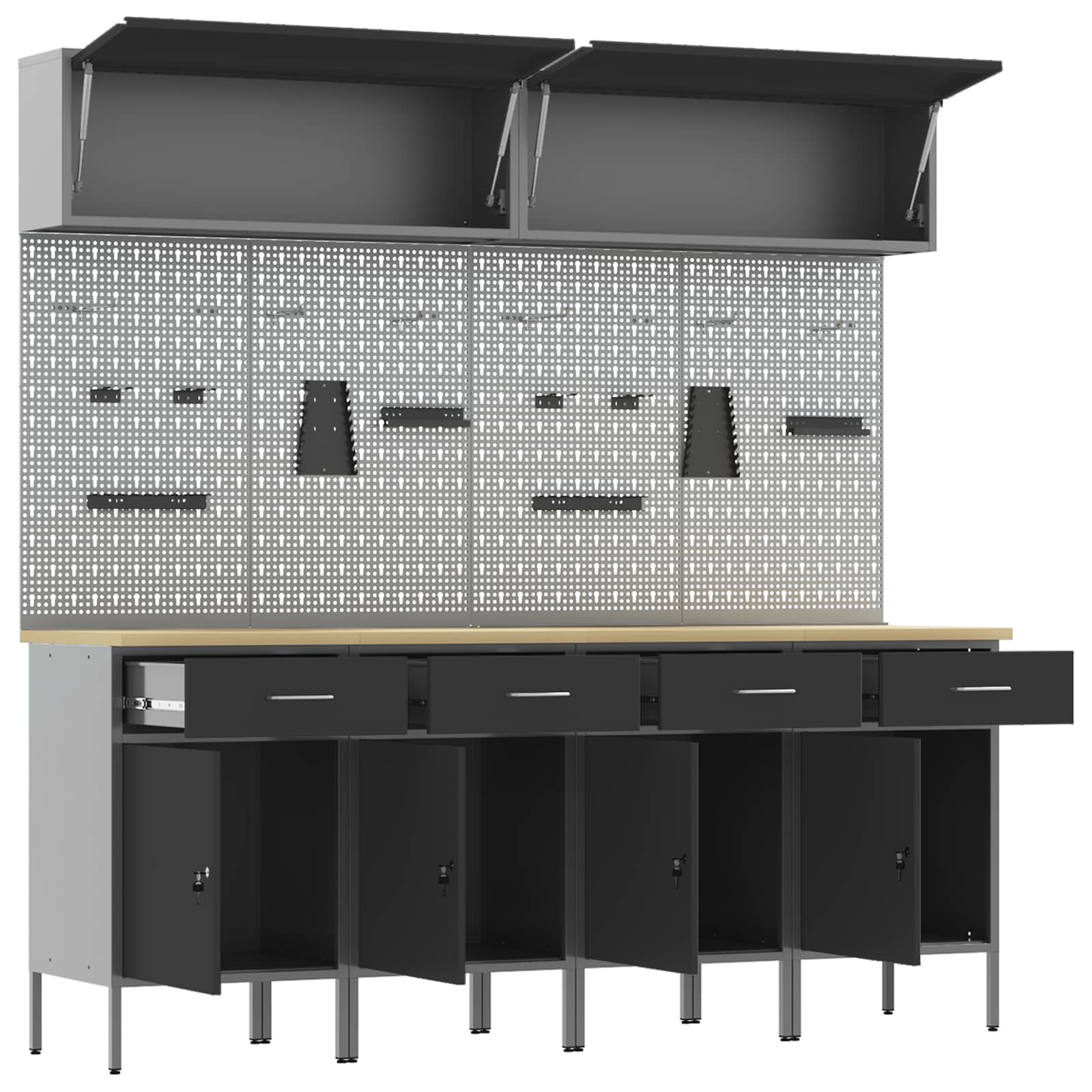 Set di mobili da lavoro con cassetto con blocco 10 pcs Nero | homemem39