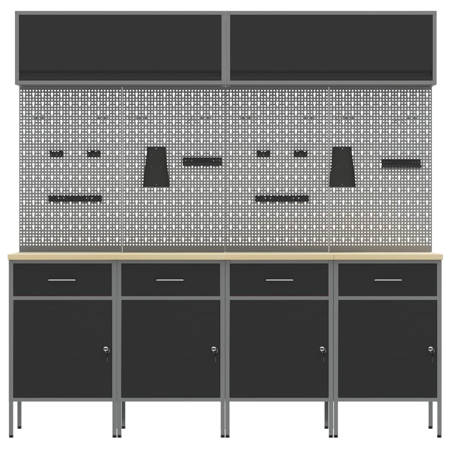 Set di mobili da lavoro con cassetto con blocco 10 pcs Nero | homemem39