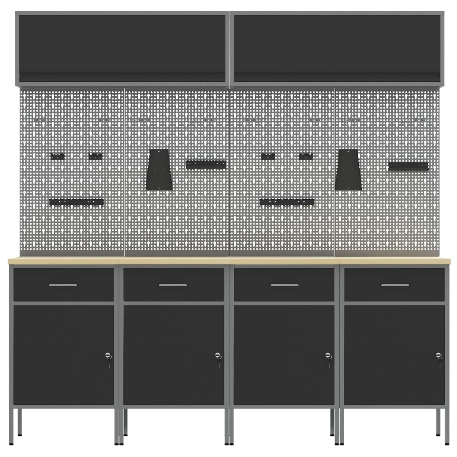 Set di mobili da lavoro con cassetto con blocco 10 pcs Nero | homemem39