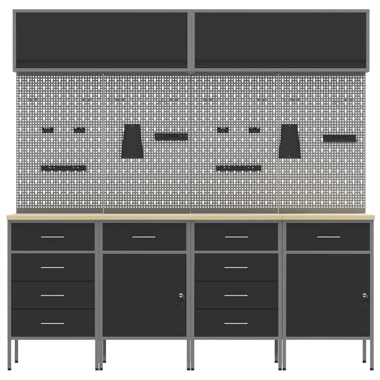 Set di mobili da lavoro con cassetto con blocco 10 pcs Nero | homemem39