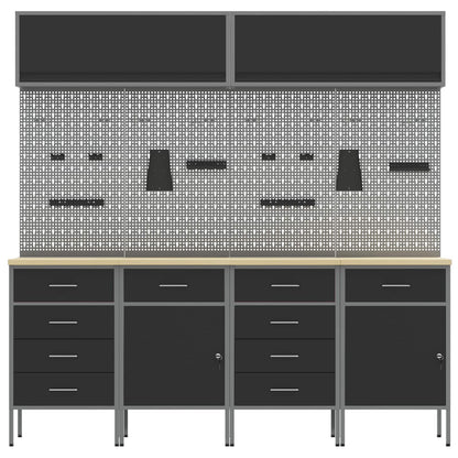 Set di mobili da lavoro con cassetto con blocco 10 pcs Nero | homemem39