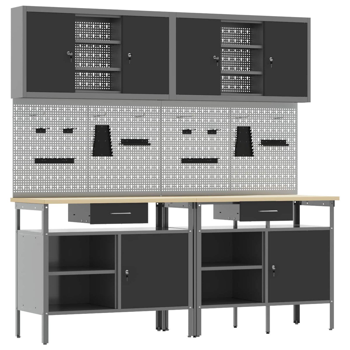 Set banco da lavoro con cassetto 8 pcs Rosso e Grigio - homemem39