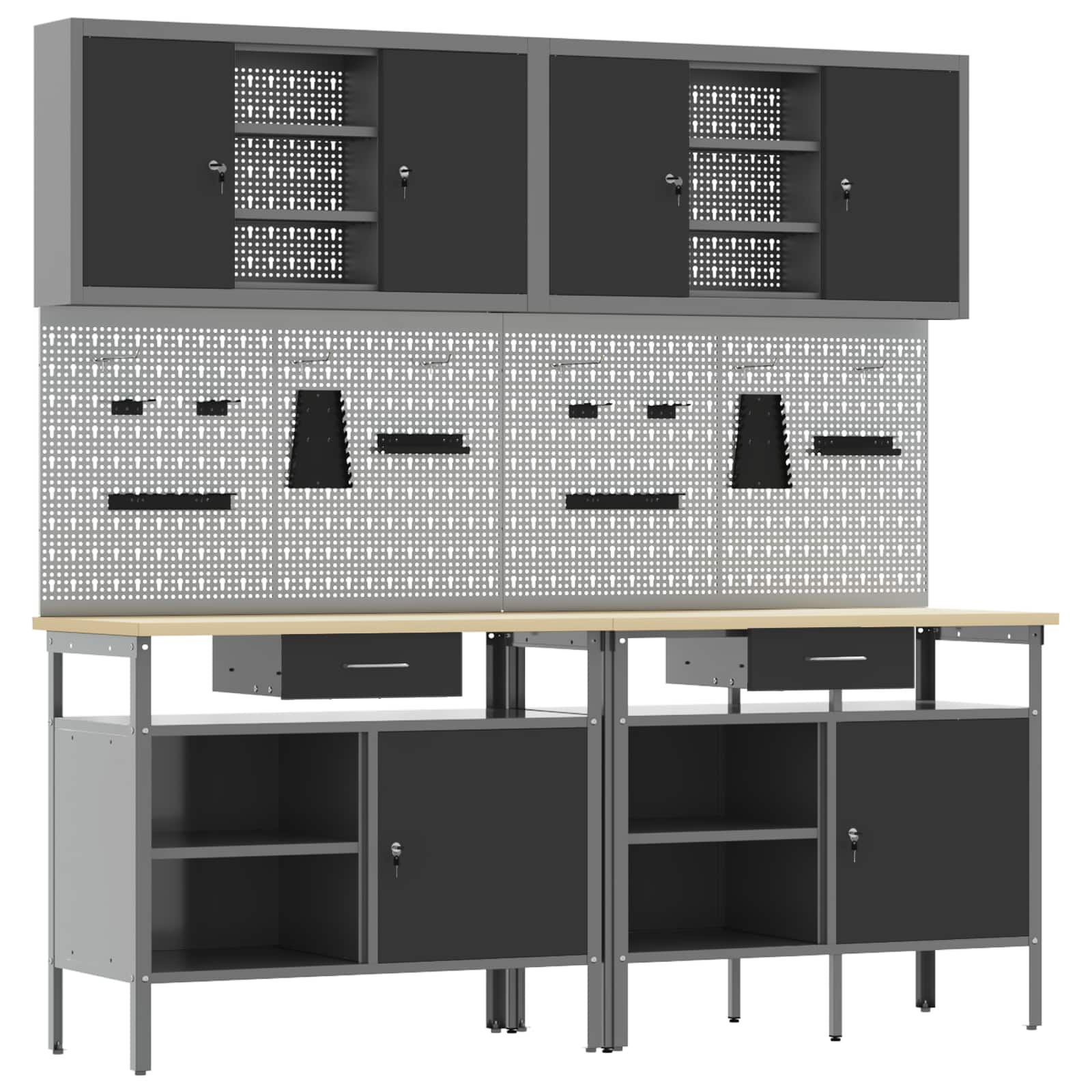 Set banco da lavoro con cassetto 8 pcs Rosso e Grigio - homemem39