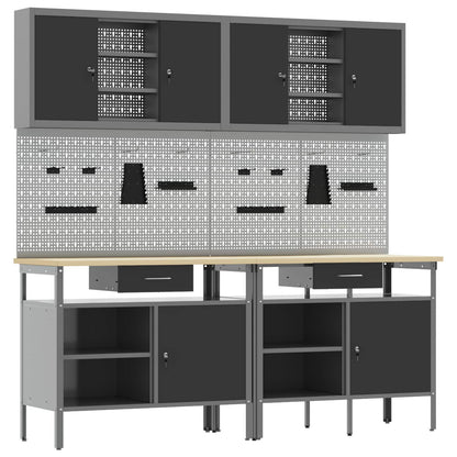 Set banco da lavoro con cassetto 8 pcs Rosso e Grigio - homemem39