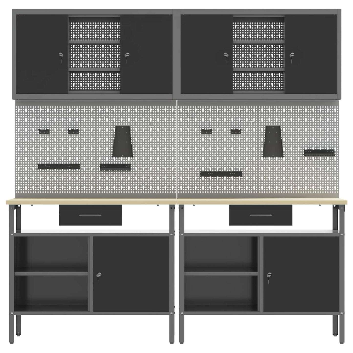 Set banco da lavoro con cassetto 8 pcs Rosso e Grigio - homemem39