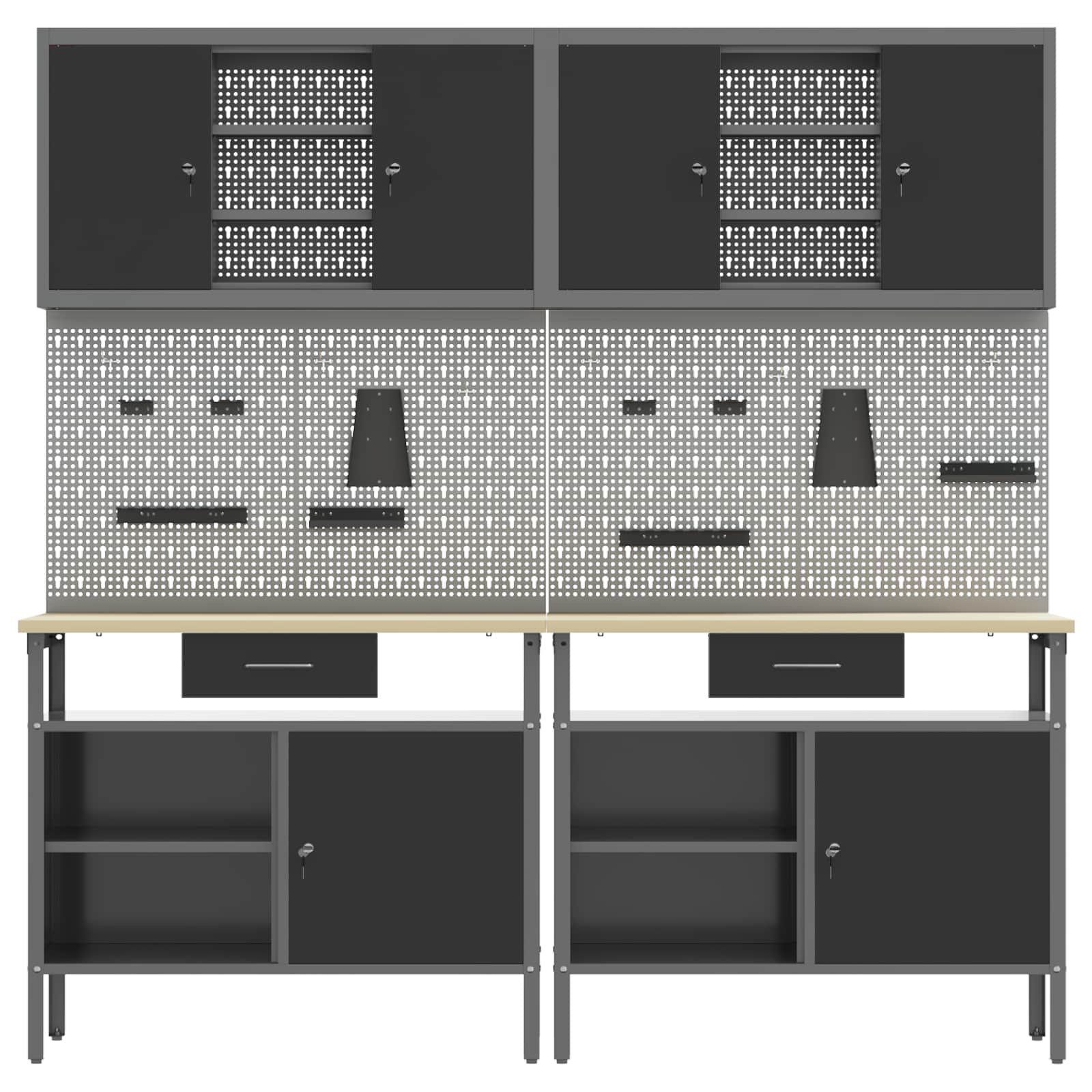 Set banco da lavoro con cassetto 8 pcs Rosso e Grigio - homemem39