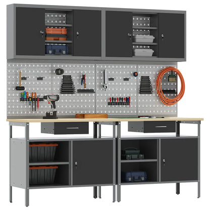 Set banco da lavoro con cassetto 8 pcs Rosso e Grigio - homemem39