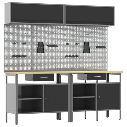 Set banco da lavoro con cassetto con blocco 8 pcs Nero e Grigio