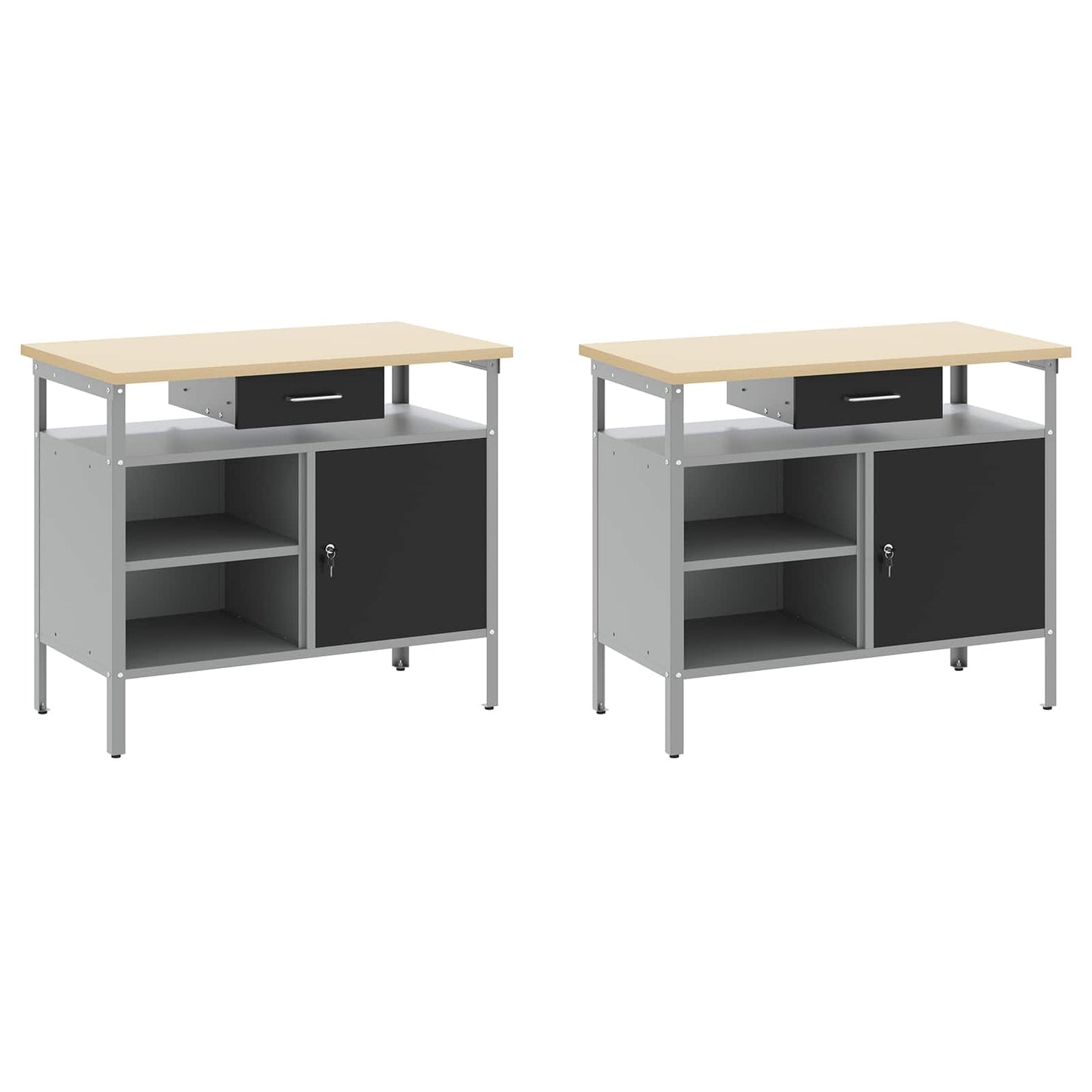 Set banco da lavoro con cassetto con blocco 8 pcs Nero e Grigio