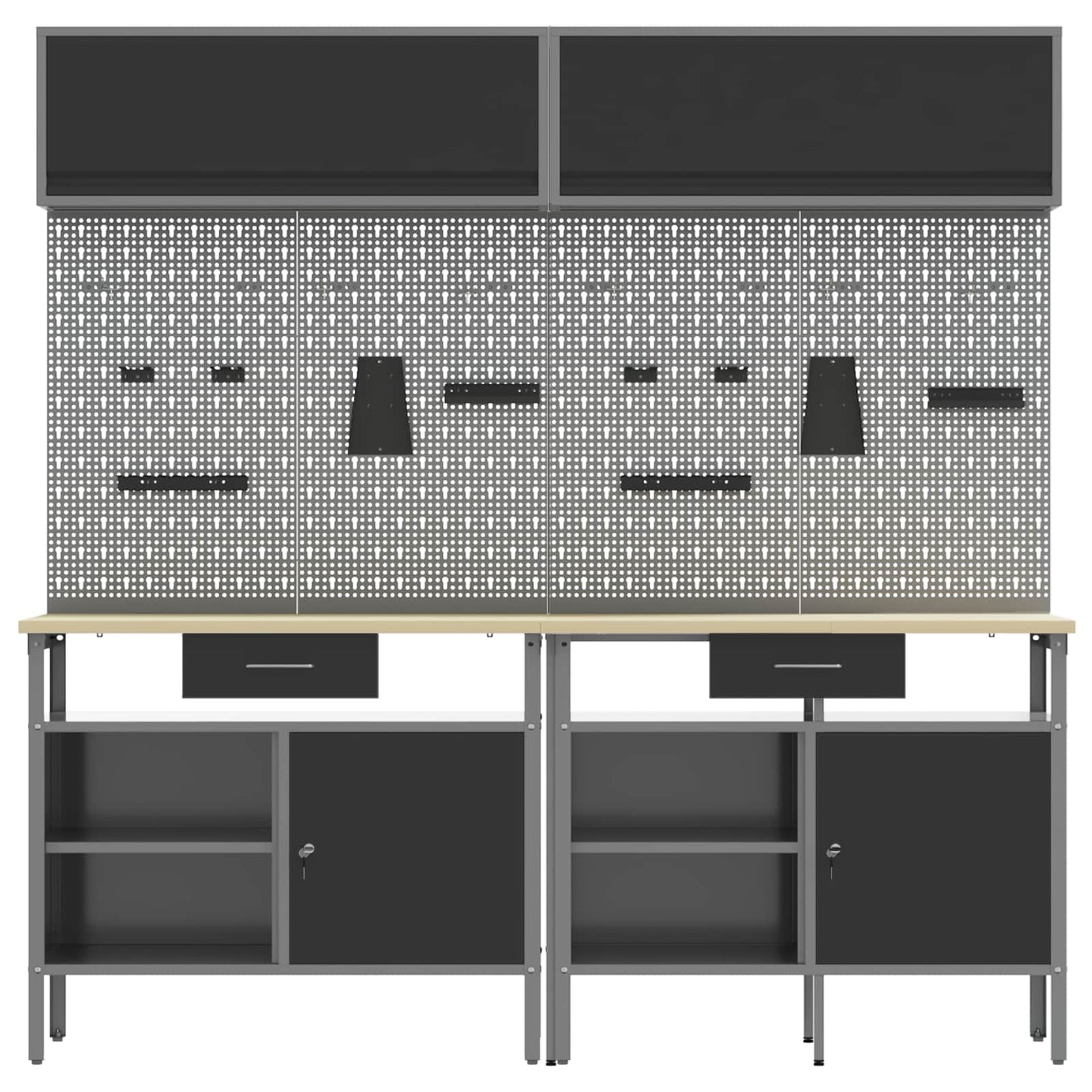 Set banco da lavoro con cassetto con blocco 8 pcs Nero e Grigio
