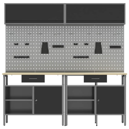 Set banco da lavoro con cassetto con blocco 8 pcs Nero e Grigio