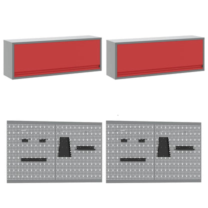 Set banco da lavoro con cassetto 8 pcs Rosso e Grigio - homemem39