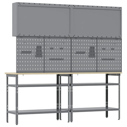 Set banco da lavoro con lo scaffale 8 pcs Nero e Grigio - homemem39