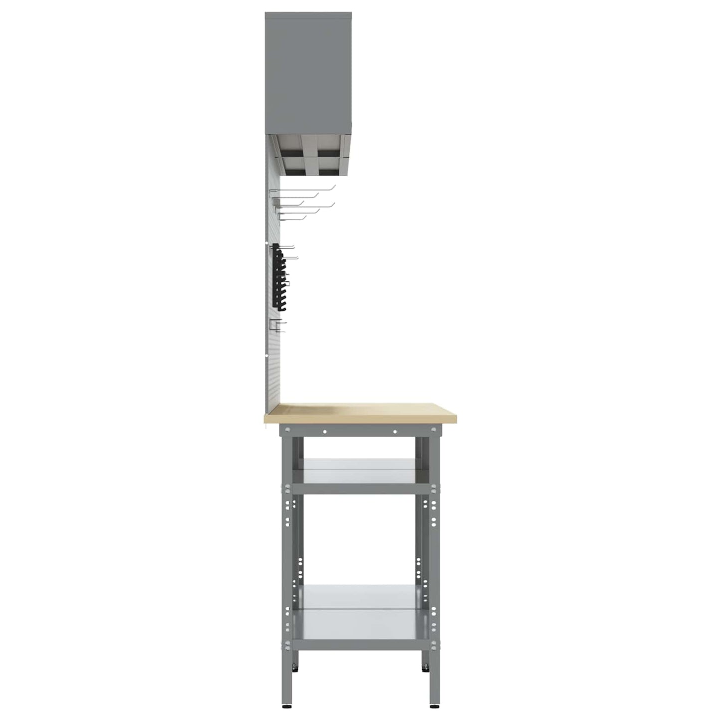 Set banco da lavoro con lo scaffale 8 pcs Nero e Grigio - homemem39