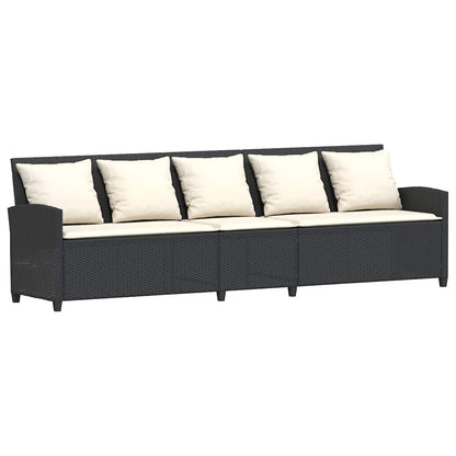 Divano da Giardino a 5 Posti con Cuscini Nero in Polyrattan | homemem39