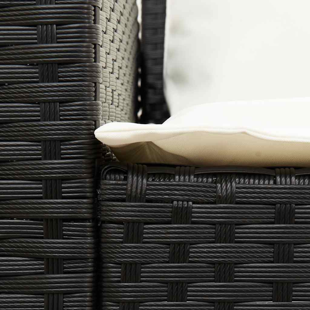 Divano da Giardino a 5 Posti con Cuscini Nero in Polyrattan | homemem39