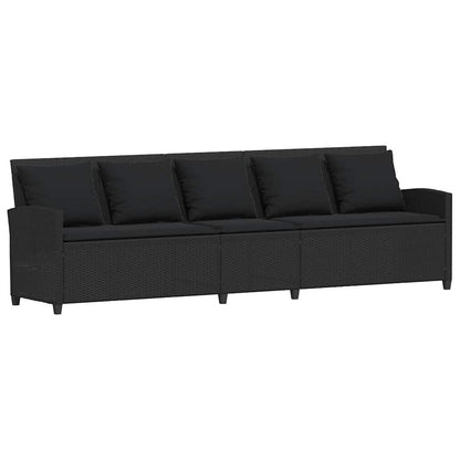Divano da Giardino a 5 Posti con Cuscini Nero in Polyrattan | homemem39