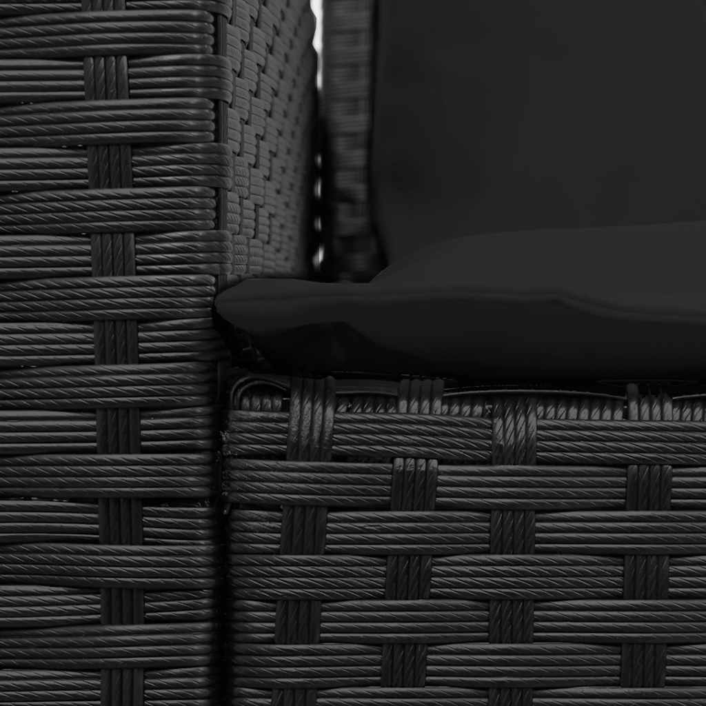 Divano da Giardino a 5 Posti con Cuscini Nero in Polyrattan | homemem39