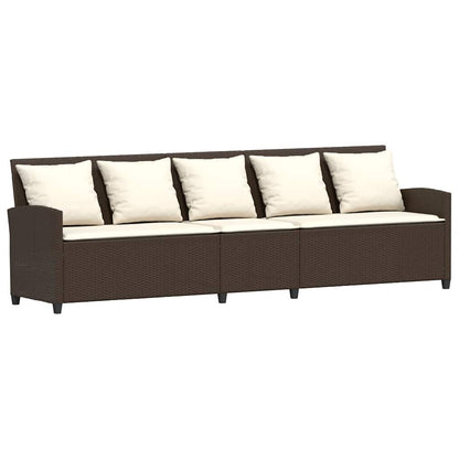 Divano da Giardino a 5 Posti con Cuscini in Polyrattan Marrone | homemem39