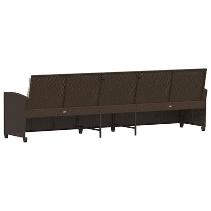 Divano da Giardino a 5 Posti con Cuscini in Polyrattan Marrone | homemem39