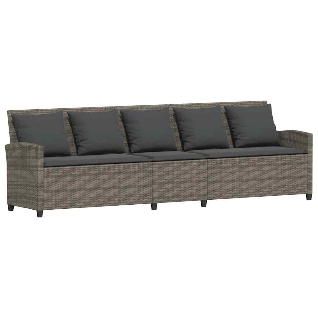 Divano da Giardino con Cuscini 5 Posti Grigio in Polyrattan | homemem39