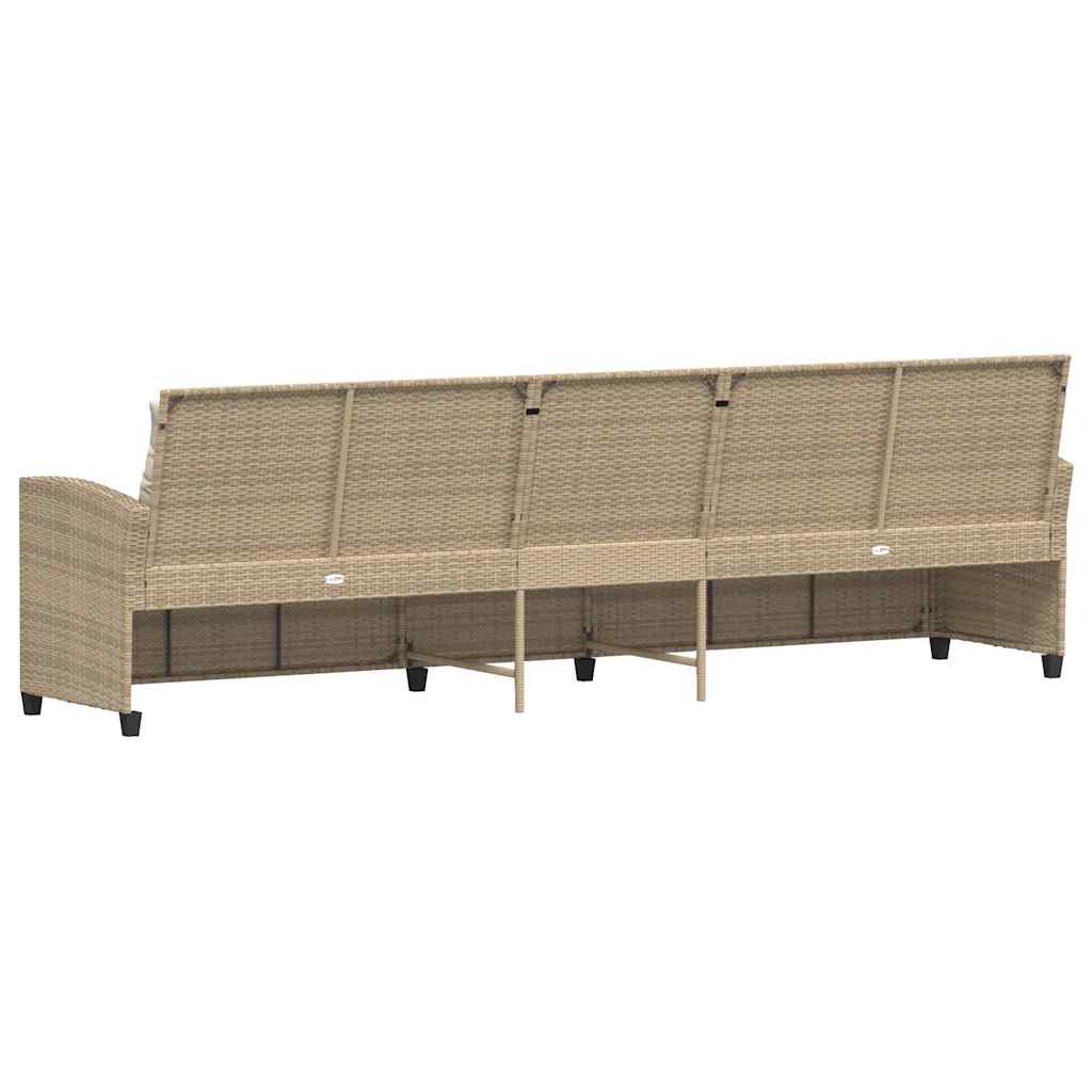 Divano da Giardino con Cuscini a 5 Posti Beige in Polyrattan - homemem39