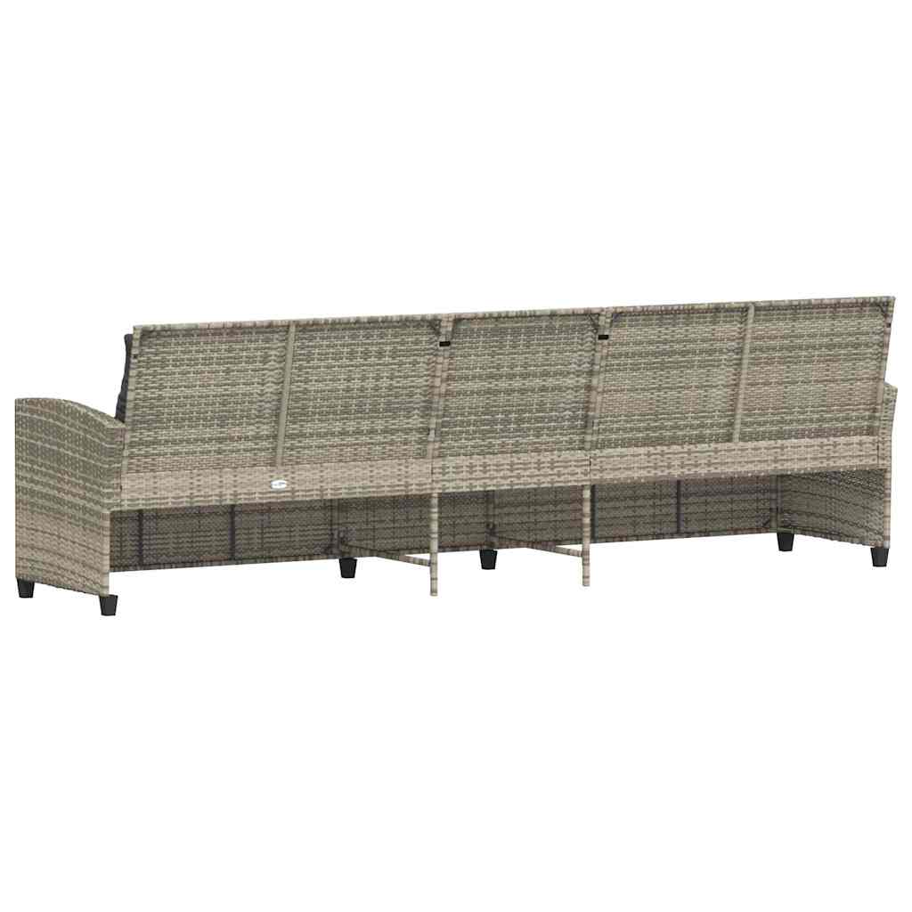 Divano da Giardino con Cuscini 5 Posti Grigio Chiaro Polyrattan | homemem39