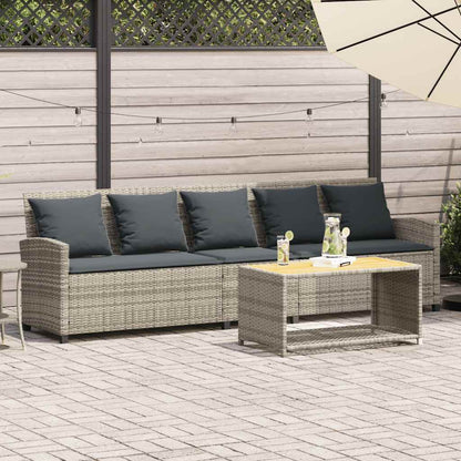 Divano da Giardino con Cuscini 5 Posti Grigio Chiaro Polyrattan | homemem39