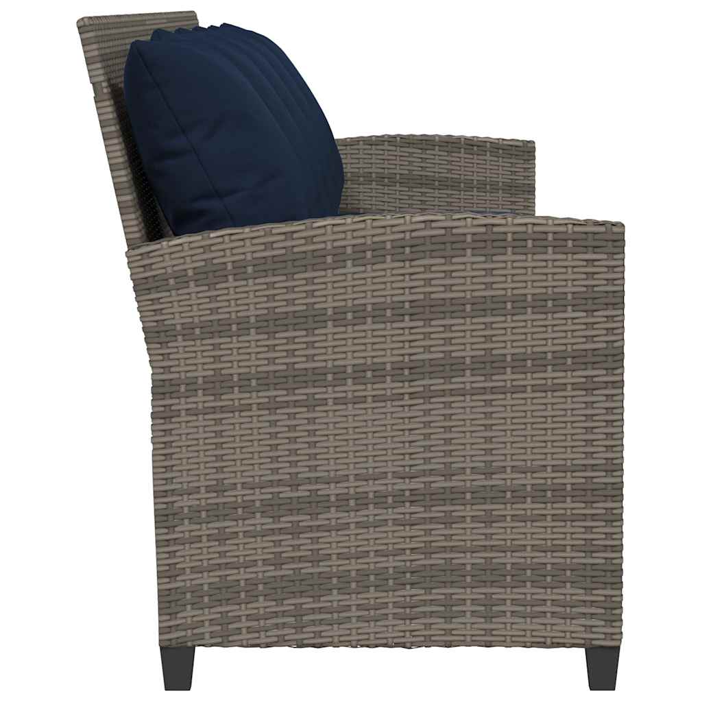 Divano da Giardino con Cuscini 5 Posti Grigio in Polyrattan
