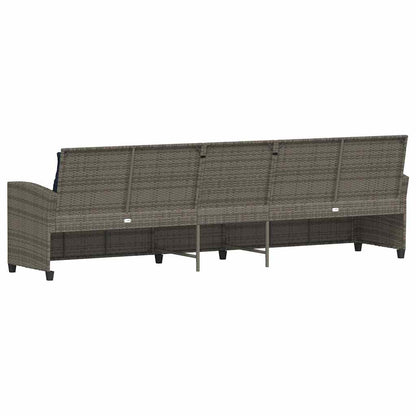 Divano da Giardino con Cuscini 5 Posti Grigio in Polyrattan