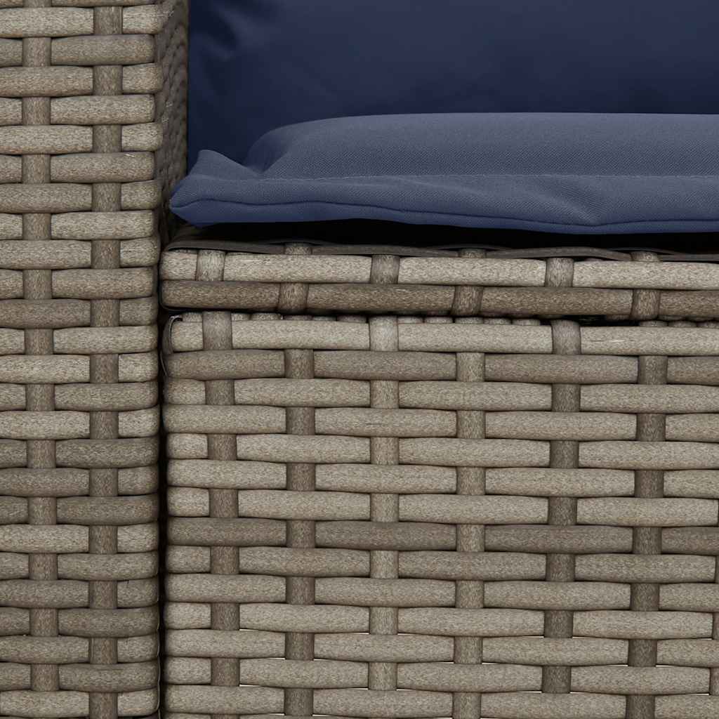 Divano da Giardino con Cuscini 5 Posti Grigio in Polyrattan