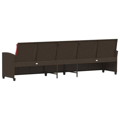 Divano da Giardino a 5 Posti con Cuscini in Polyrattan Marrone | homemem39
