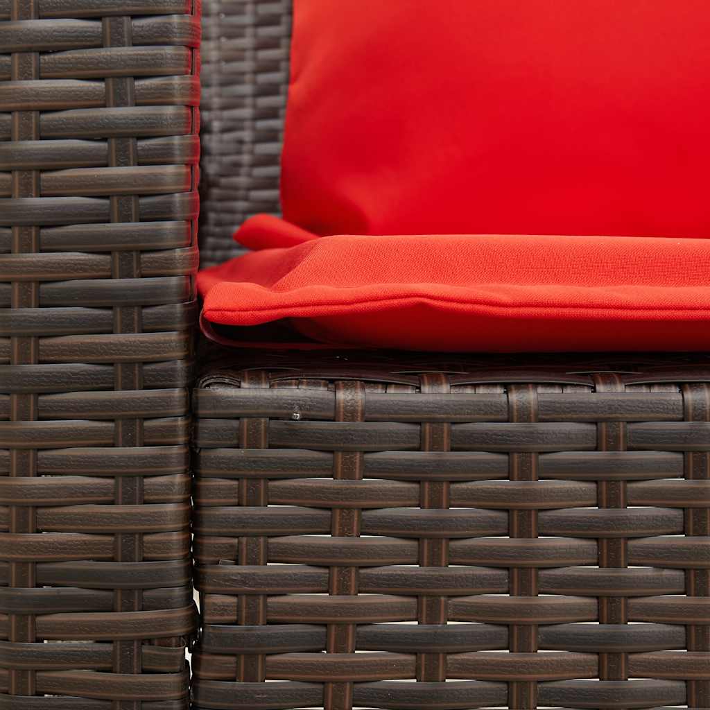 Divano da Giardino a 5 Posti con Cuscini in Polyrattan Marrone | homemem39