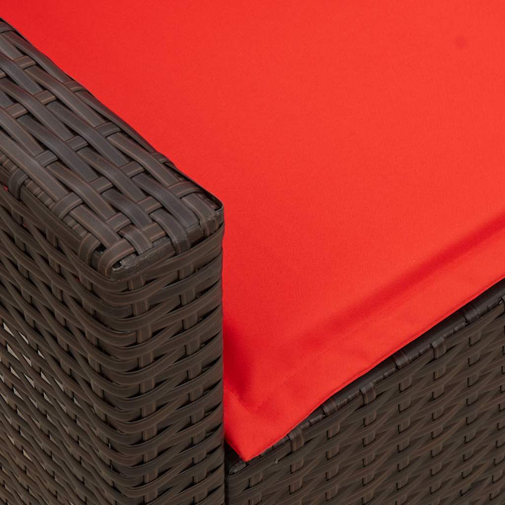 Divano da Giardino a 5 Posti con Cuscini in Polyrattan Marrone | homemem39