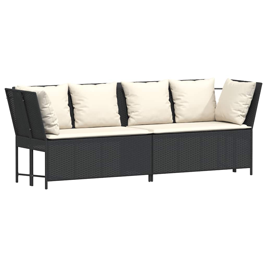 Divano da Giardino con Cuscini in Polyrattan Nero | homemem39